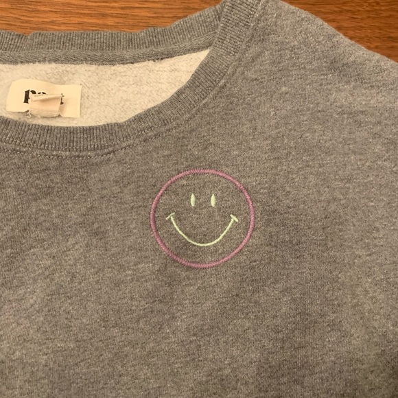 P A C T Organic Embroidered Slouchy Sweatshirt in Smiley face Embroidered - Picture 2 of 7